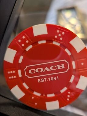 Coach Red and White Branded Poker Chip